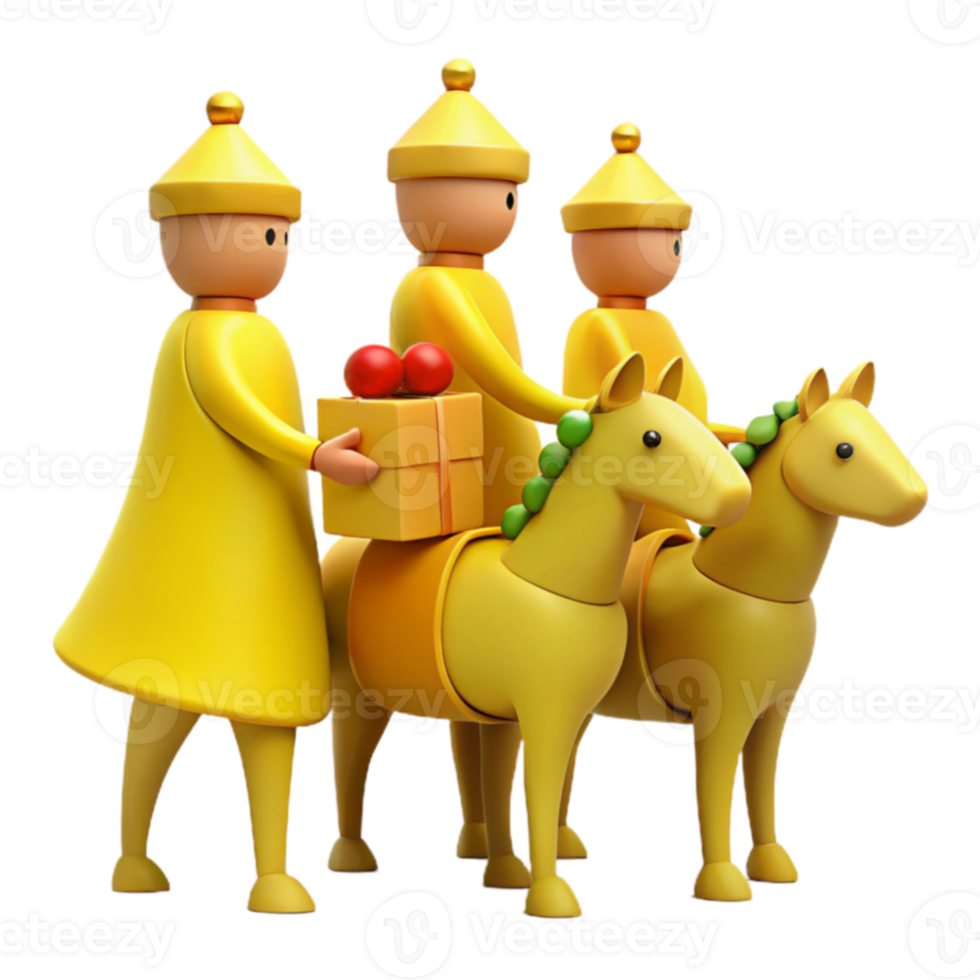 Three Wise Men on Horses with Gifts png