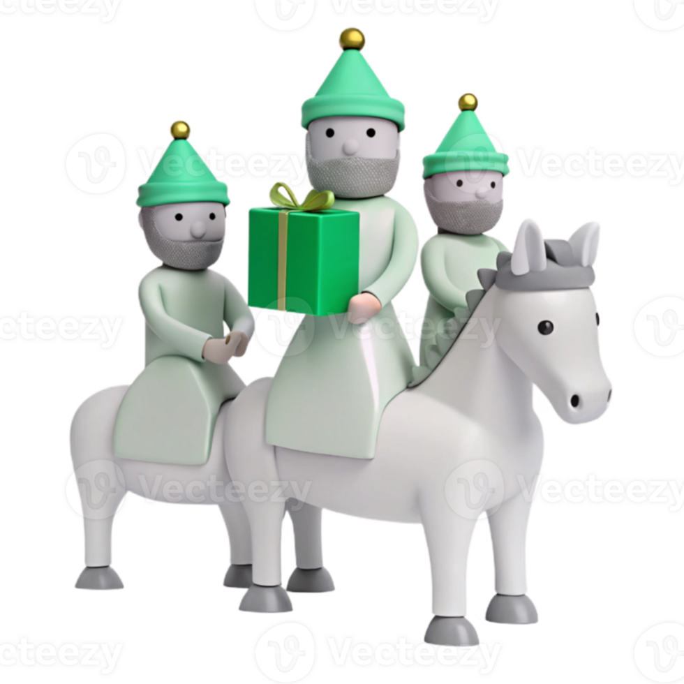Three Wise Men Riding Horses with Gift png