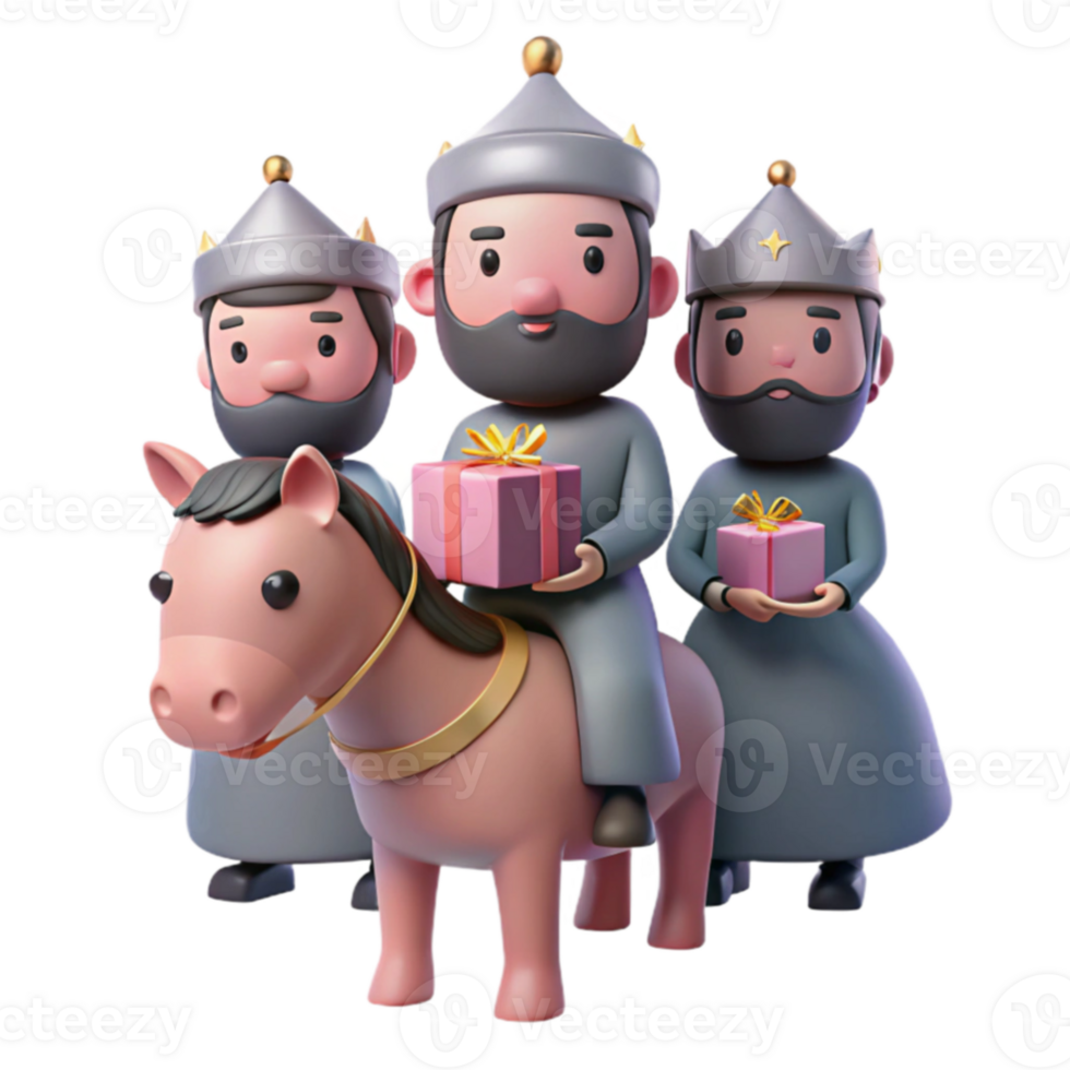 Three Wise Men Riding a Horse with Gifts png