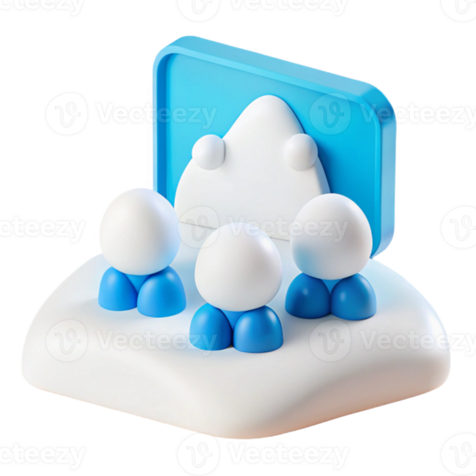 3D Illustration of Snowmen Watching a Mountain Scene png