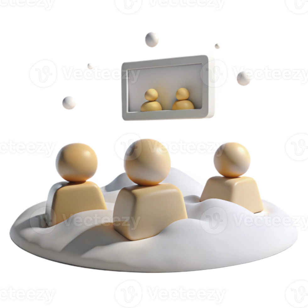 Three People Watching a Screen with Two Figures png