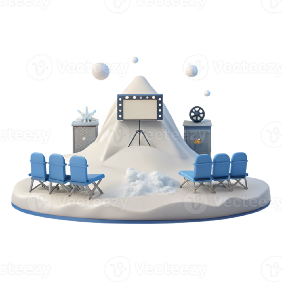 Snowy Outdoor Movie Night Setup png