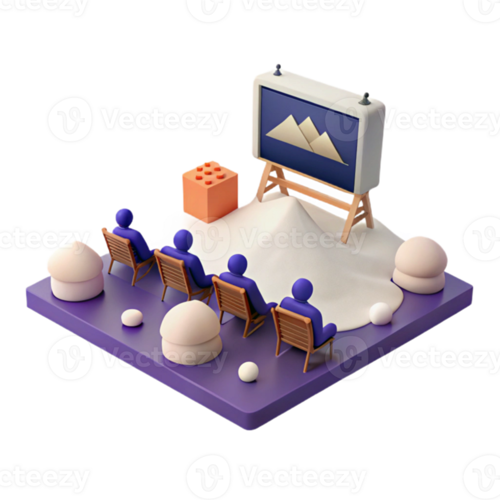 3D Illustration of a Group of People Watching a Presentation png