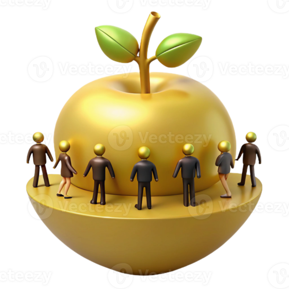 Group of People Surrounding Golden Apple png
