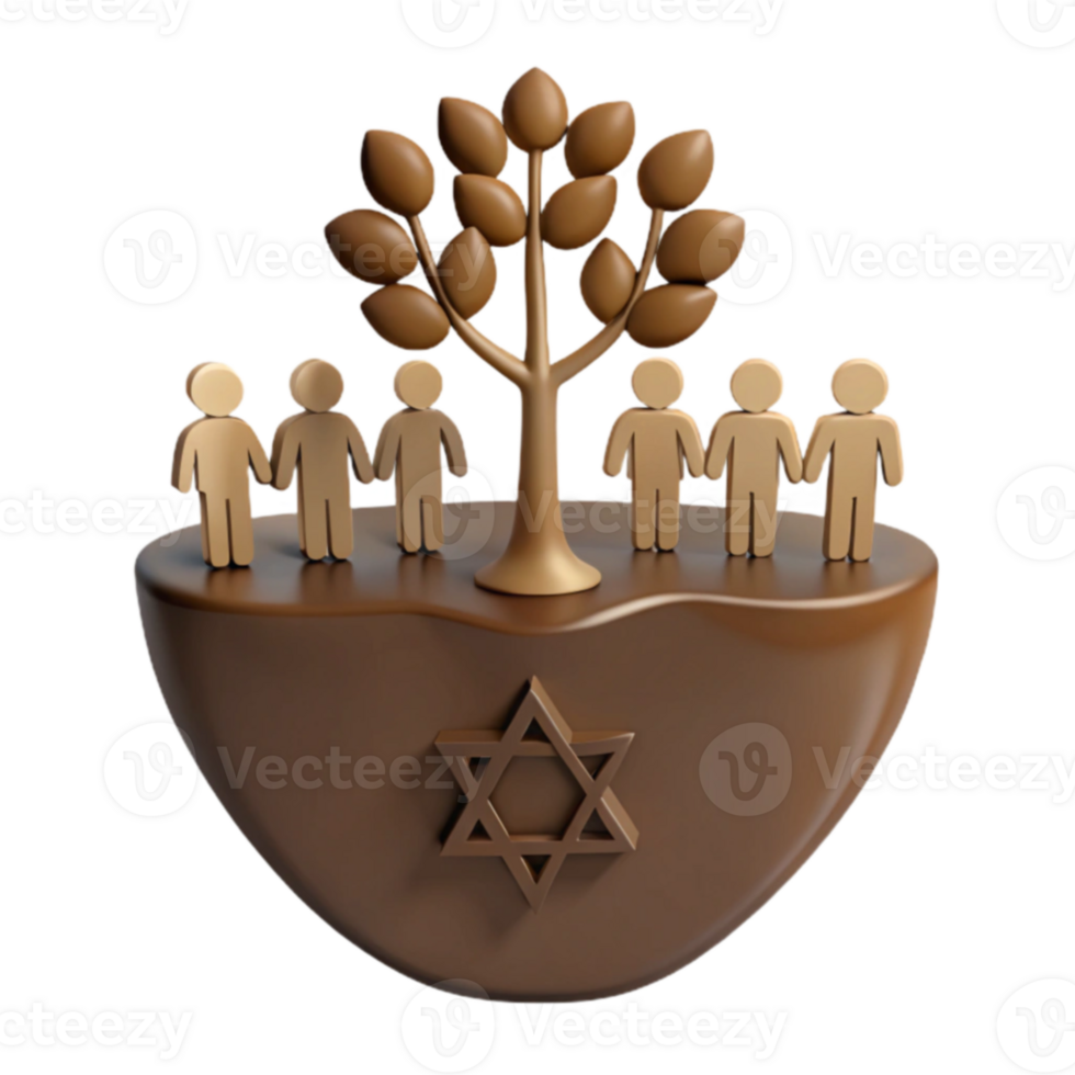 símbolo do unidade árvore do vida com Estrela do david e pessoas segurando mãos png