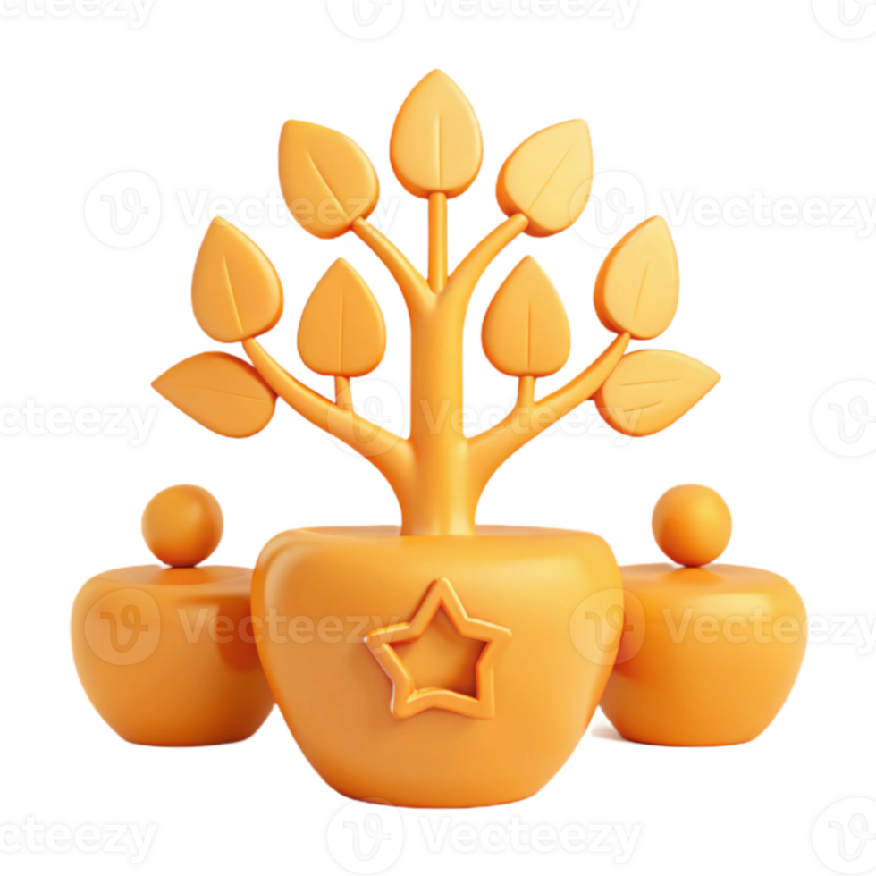 Golden Tree Growing from an Apple with a Star png