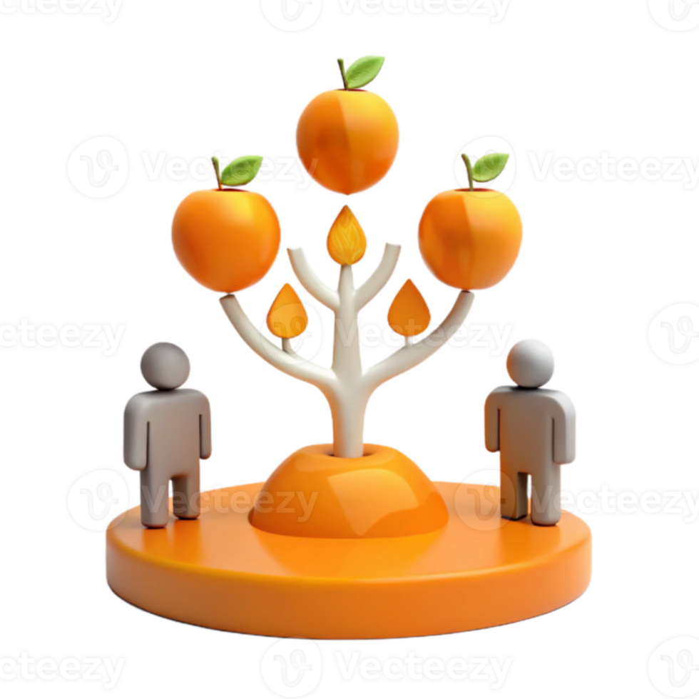 Orange Tree with Two People Standing Beside png