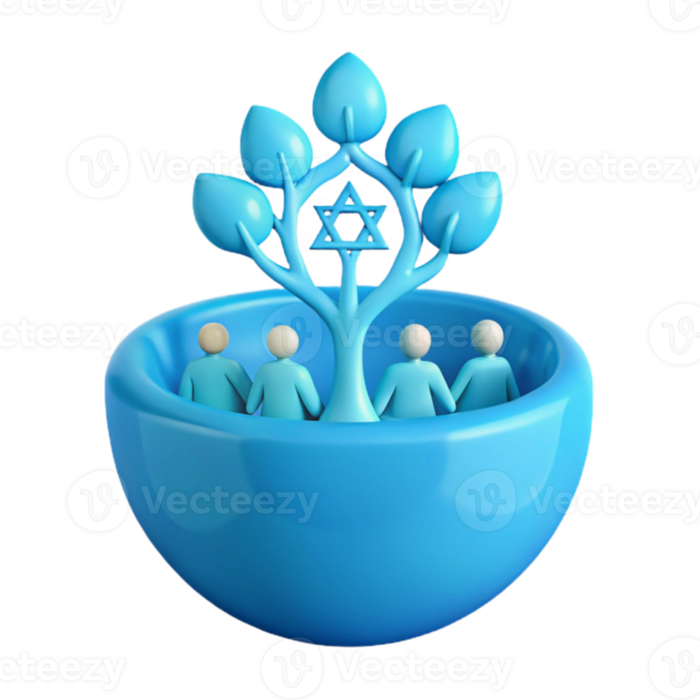 Symbol of Unity Four Figures Holding Hands Around a Tree with a Star png