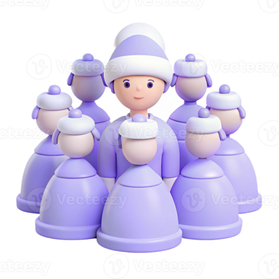 3D Illustration of a Group of People Wearing Winter Hats png