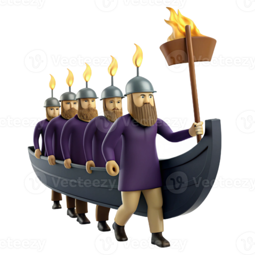 Teamwork and Leadership 3D Illustration of Men Carrying a Boat png