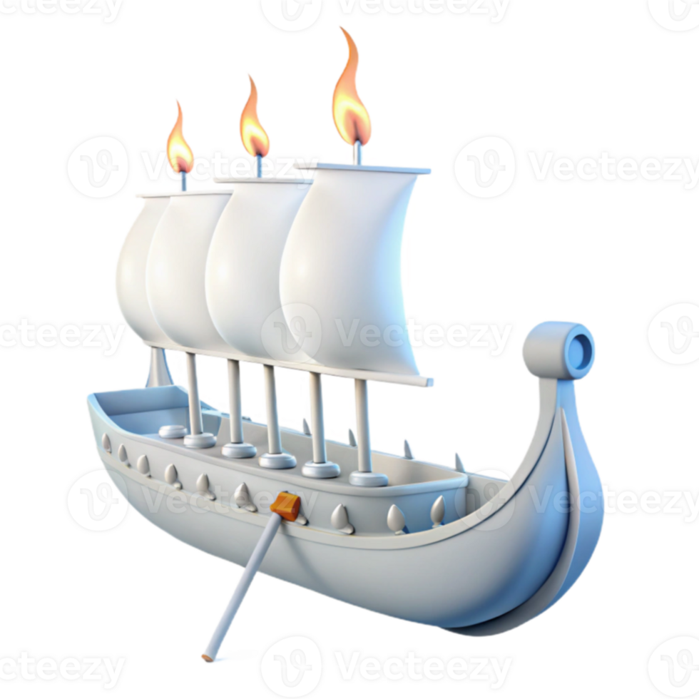White Sailboat with Three Flames png