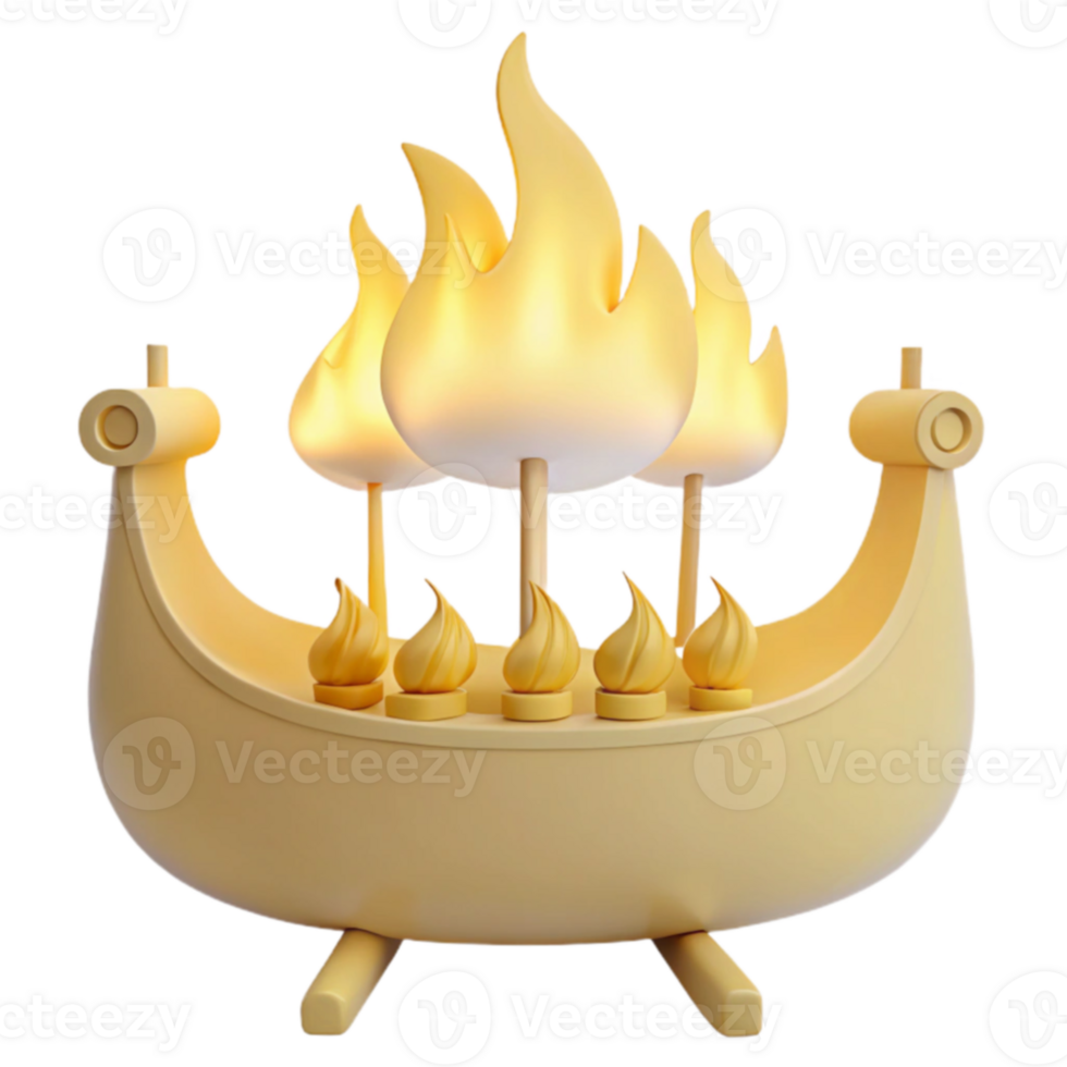 Wooden Ship with Flame Design Table Lamp png