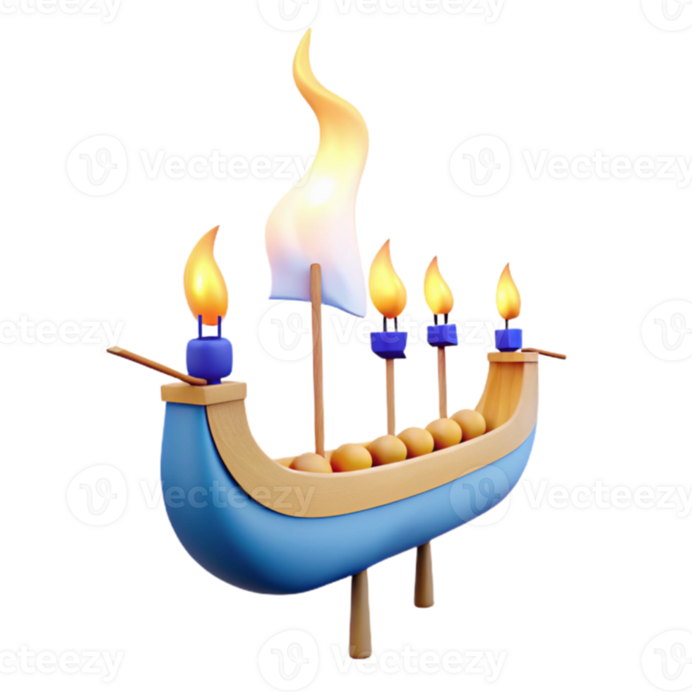 Boat Candle Holder with Flame Sail and Candles png