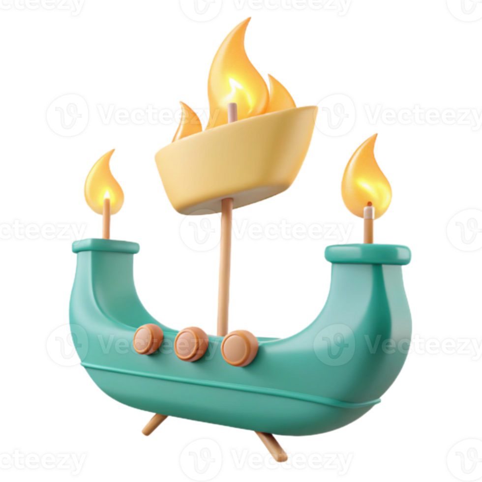 3D Rendered Cartoon Ship with Candles png