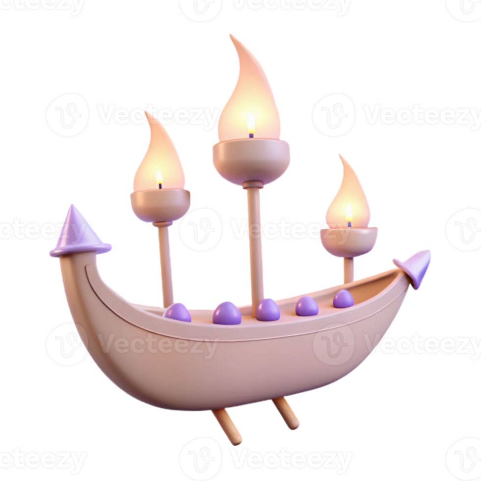 3D Render of a Boat Shaped Candle Holder png