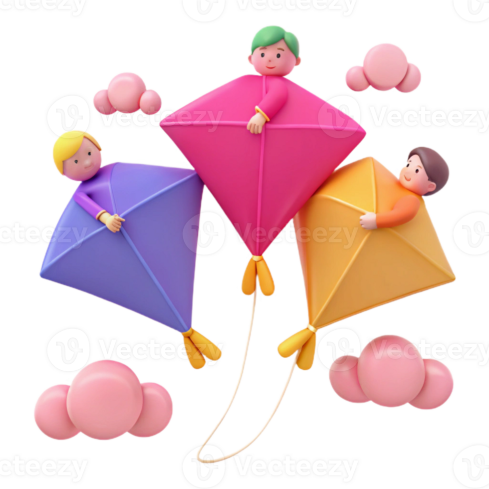 Colorful Kites Flying Through the Clouds png