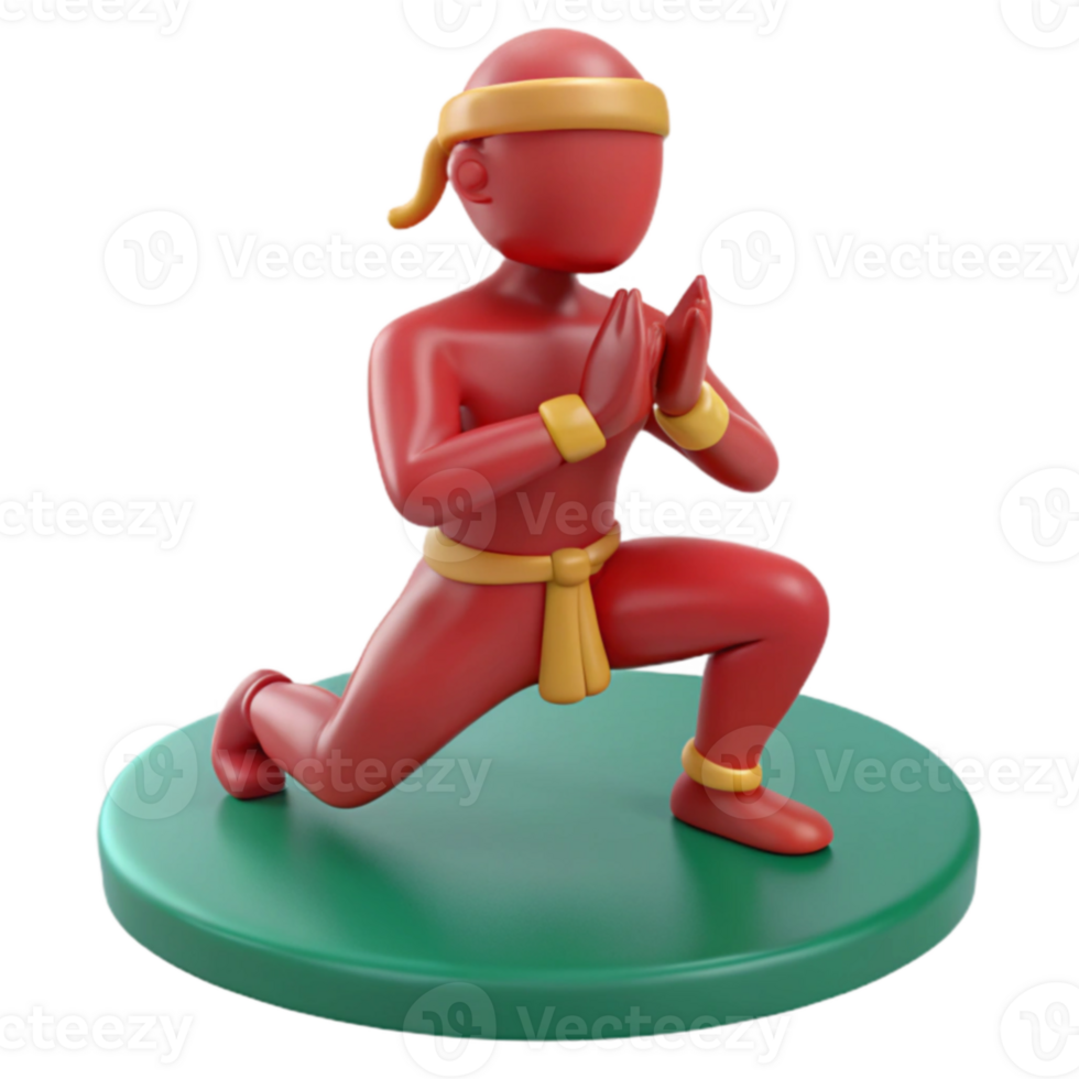 3D Character in a Kneeling Pose with Hands Clasped Together png
