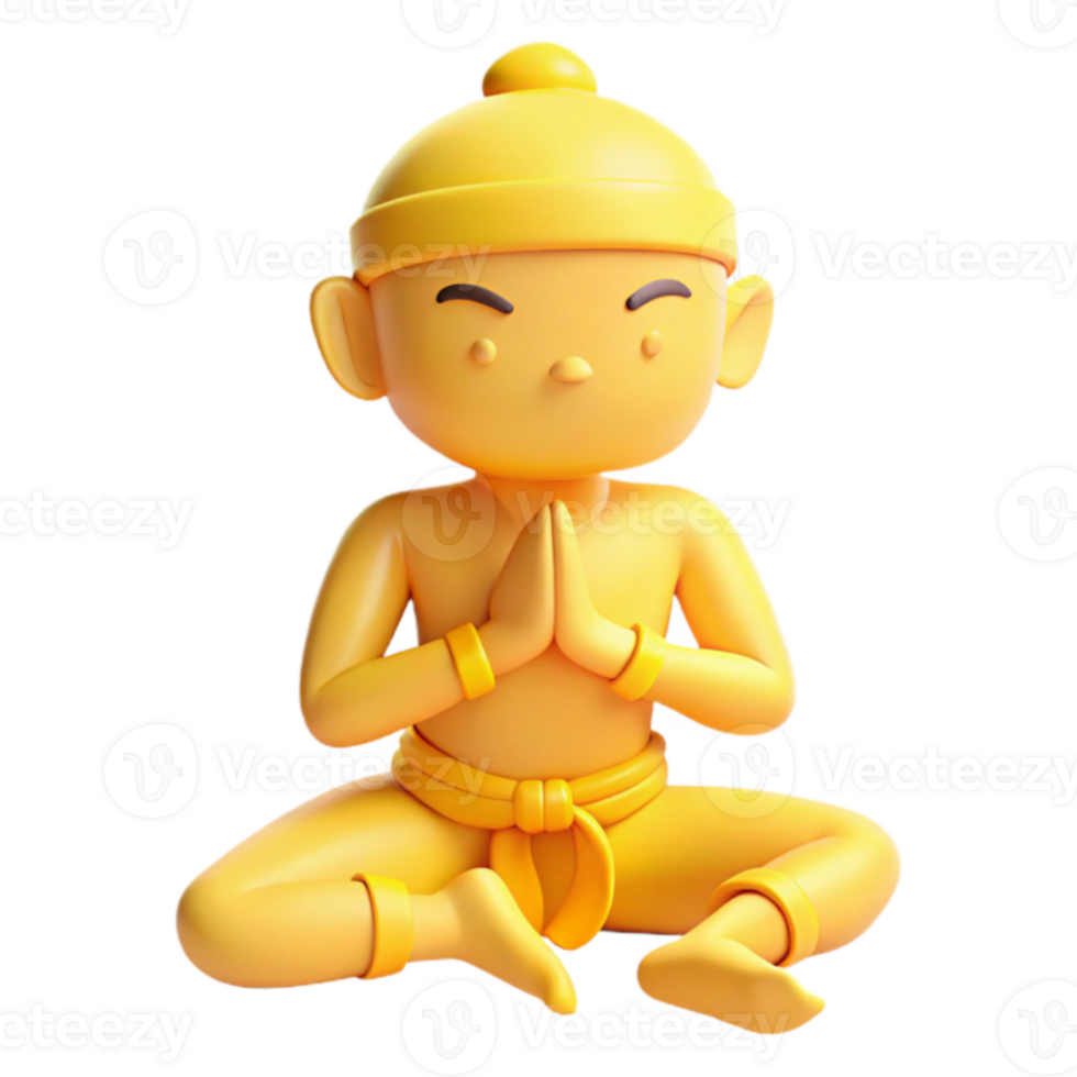3D Render of a Golden Figure in a Meditation Pose png