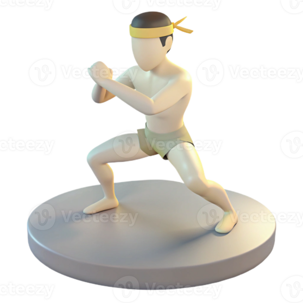 3D Render of a Fighter in a Fighting Stance png