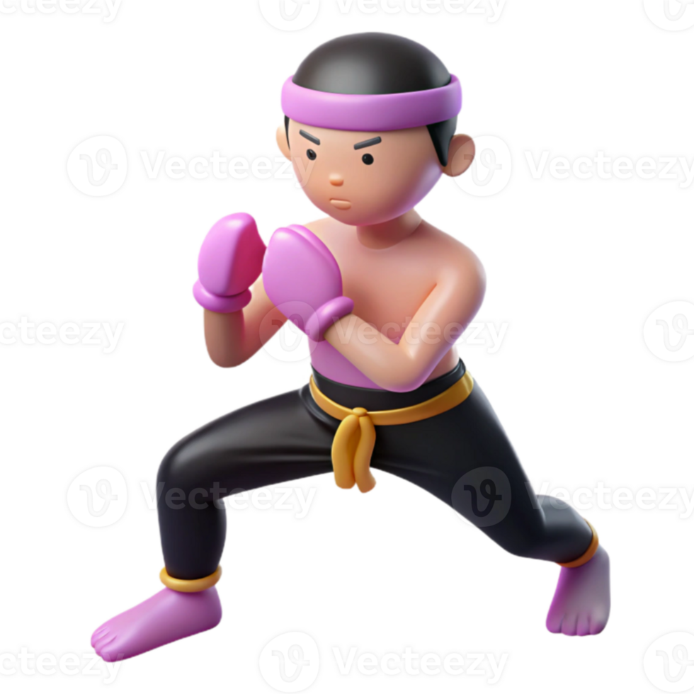 3D Illustration of a Fighter in a Fighting Stance png