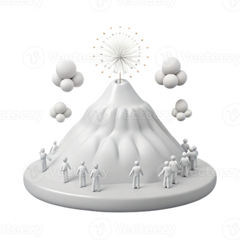 3D Rendering of a Mountain with a Ferris Wheel on Top png