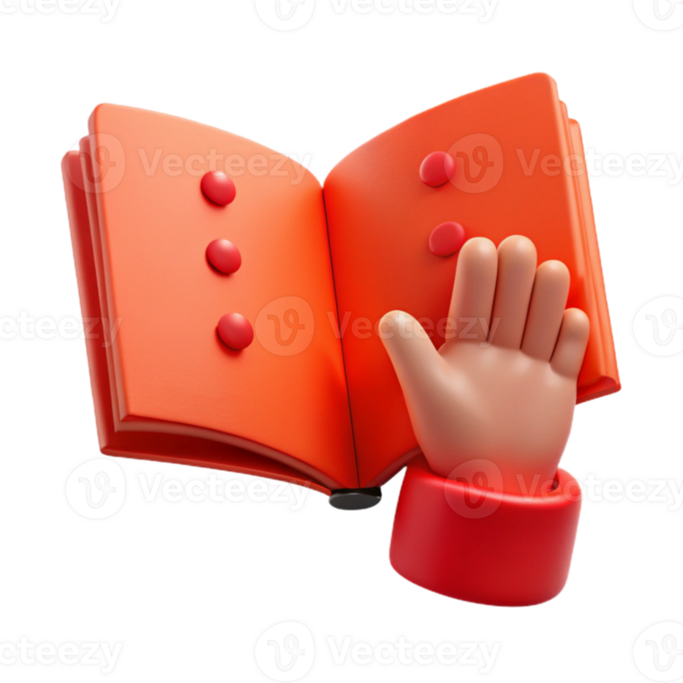 3D Rendered Book with Hand Raised in Question png