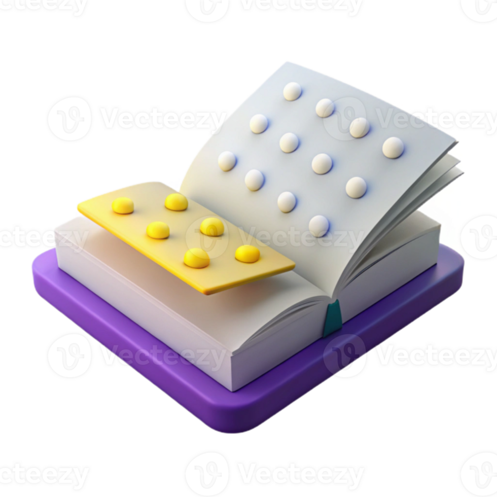 Open Book with Pills on Top png