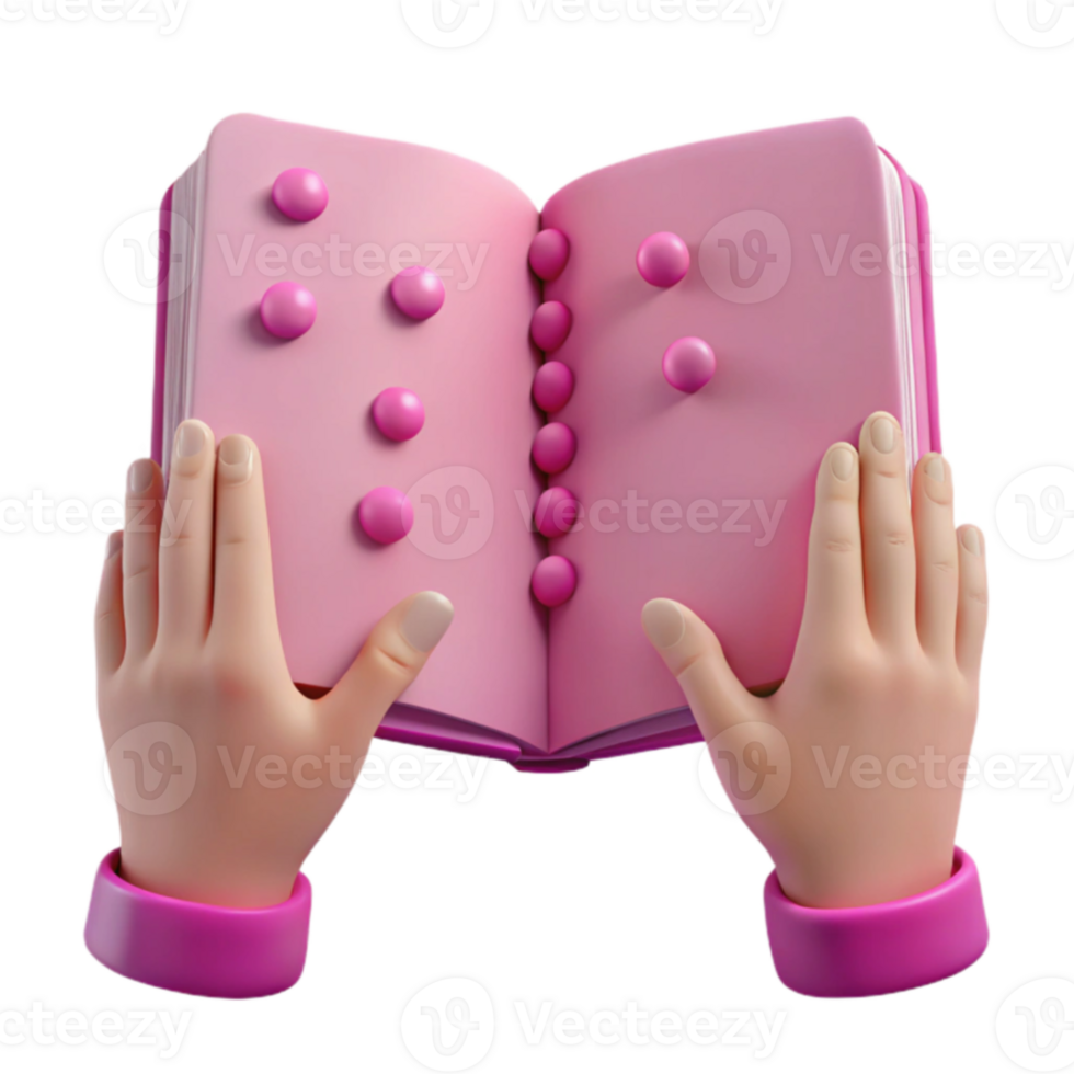3D Cartoon Hands Holding Open Pink Book png