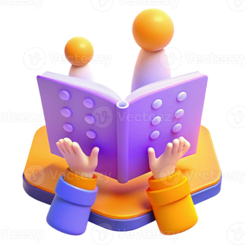 3D Illustration of Two Figures Reading a Book png