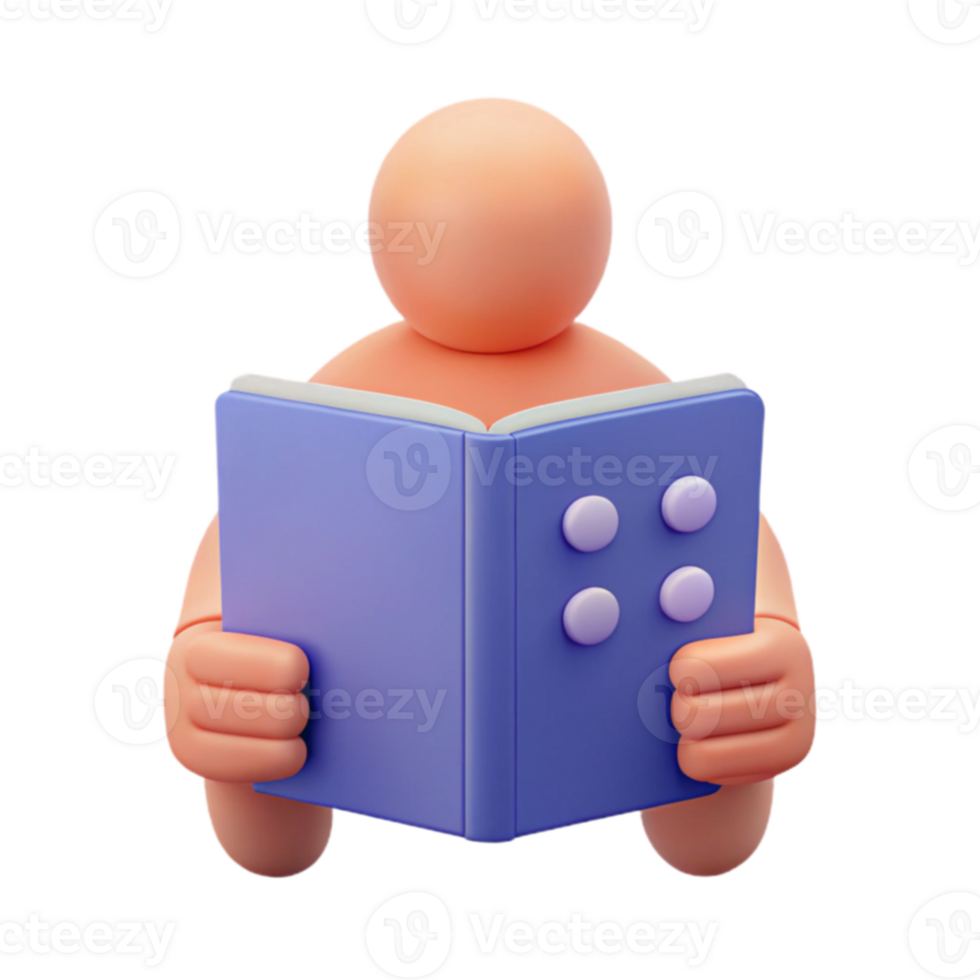 3D Illustration of a Person Reading a Book png