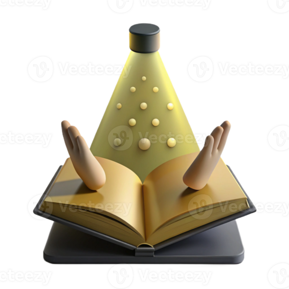 Book with Light Above, 3D Render png