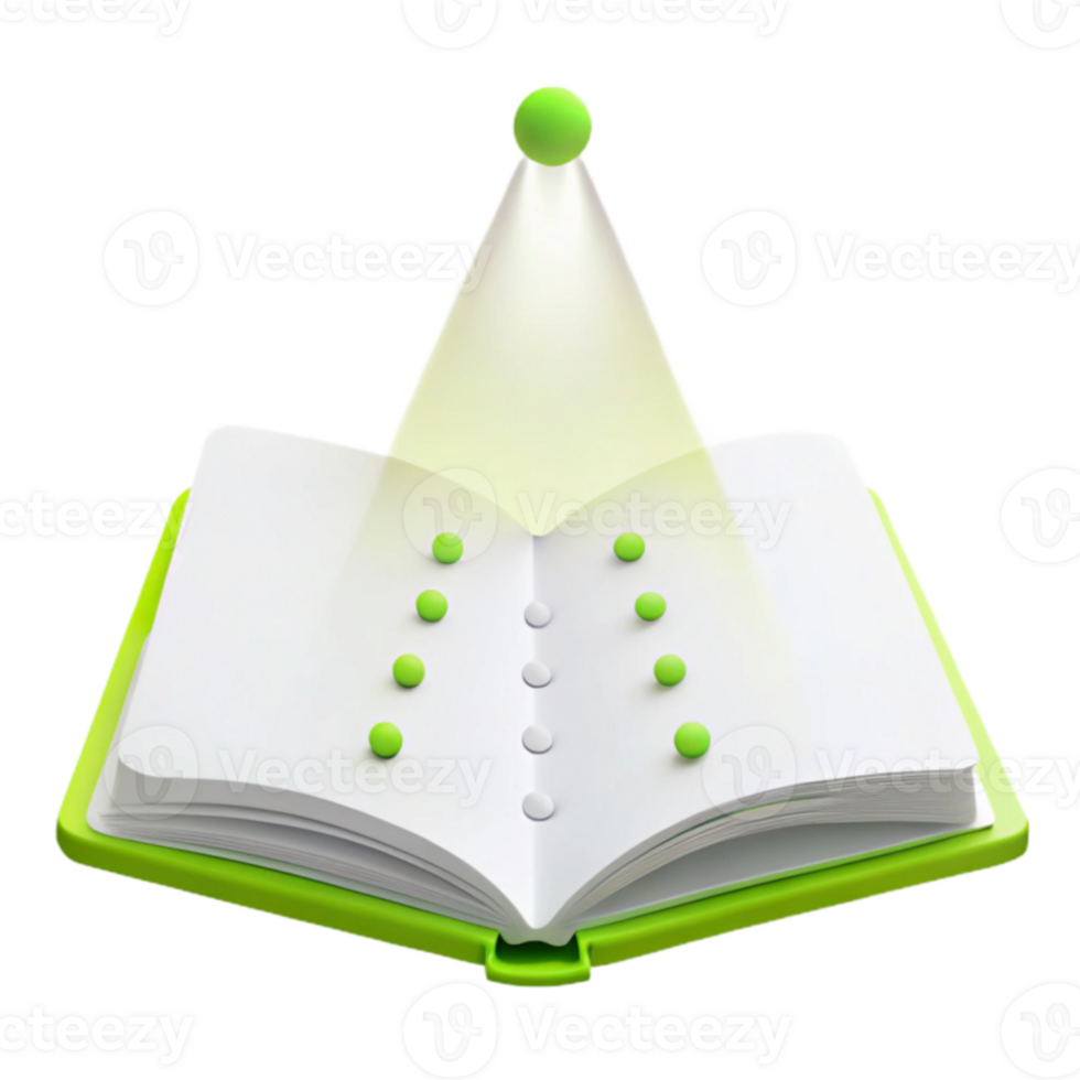 Open Book with Green Light Shining png