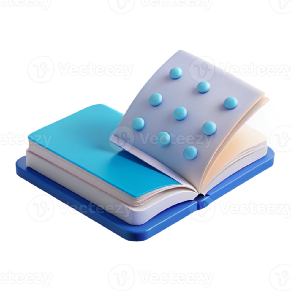 Open Book with Blue and White Pages and Blue Circles png