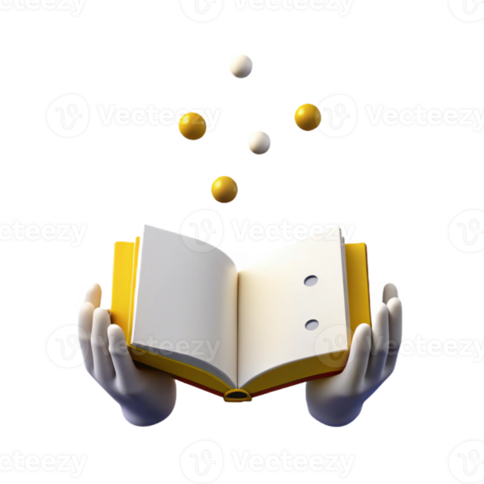 Open Book with Floating Spheres png