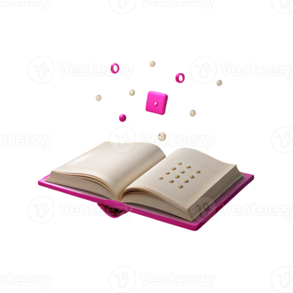 Open Book with Floating Objects png