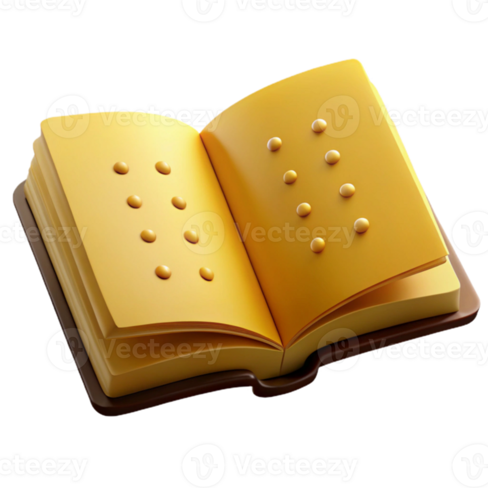 Open Book with Braille Dots on Yellow Pages png