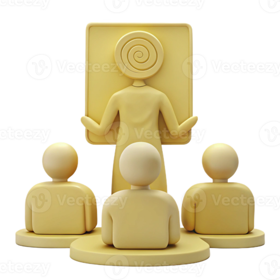 Group of People Listening to Presentation with Spiral Symbol png