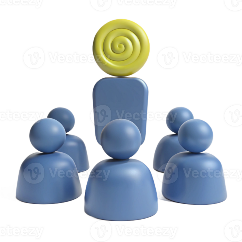 Group of 3D Figures with a Yellow Spiral png