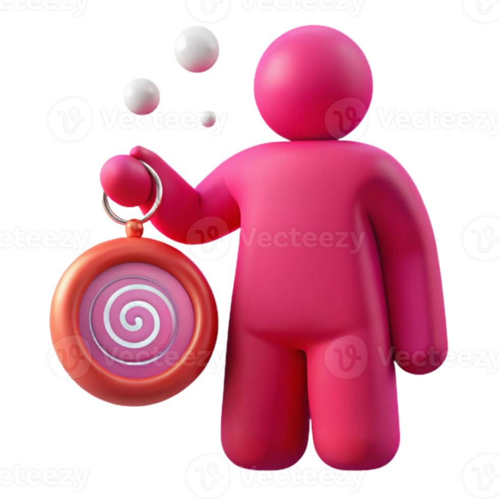 3D Rendered Character Holding a Spiral Design Object png