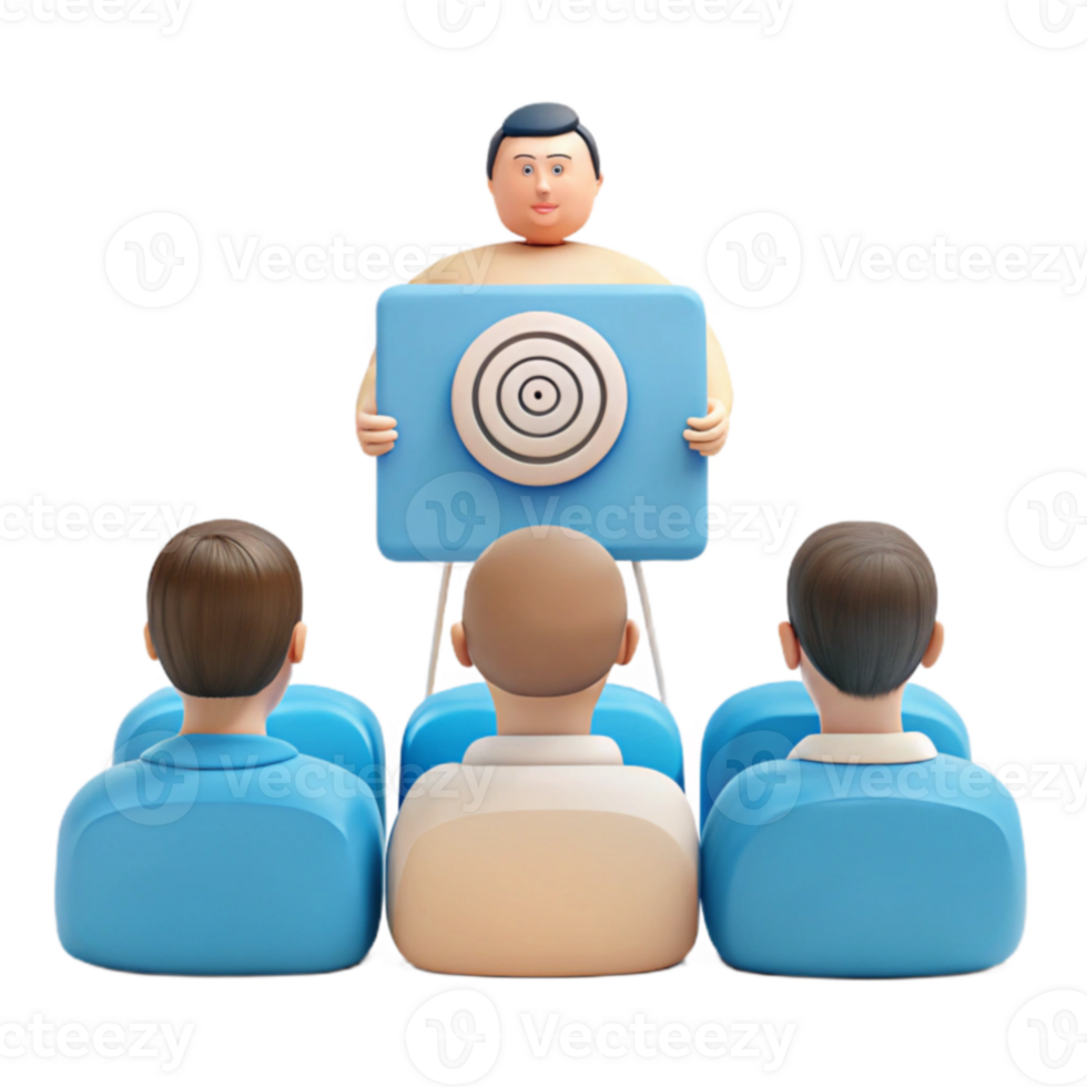 3D Render of a Teacher Presenting a Target to Students png