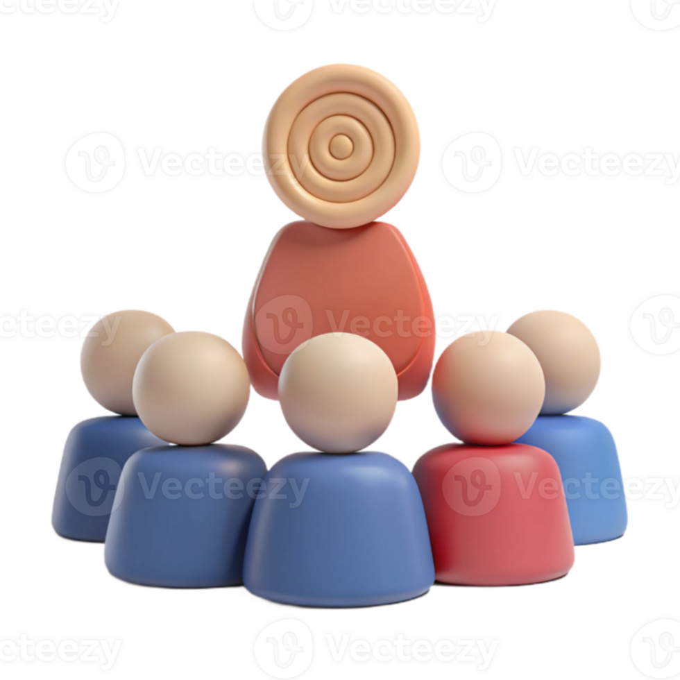 3D Render of a Group of People Listening to a Speaker with a Target on their Head png