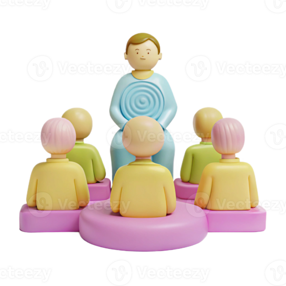 3D Rendered Illustration of a Group of People Sitting in a Circle png