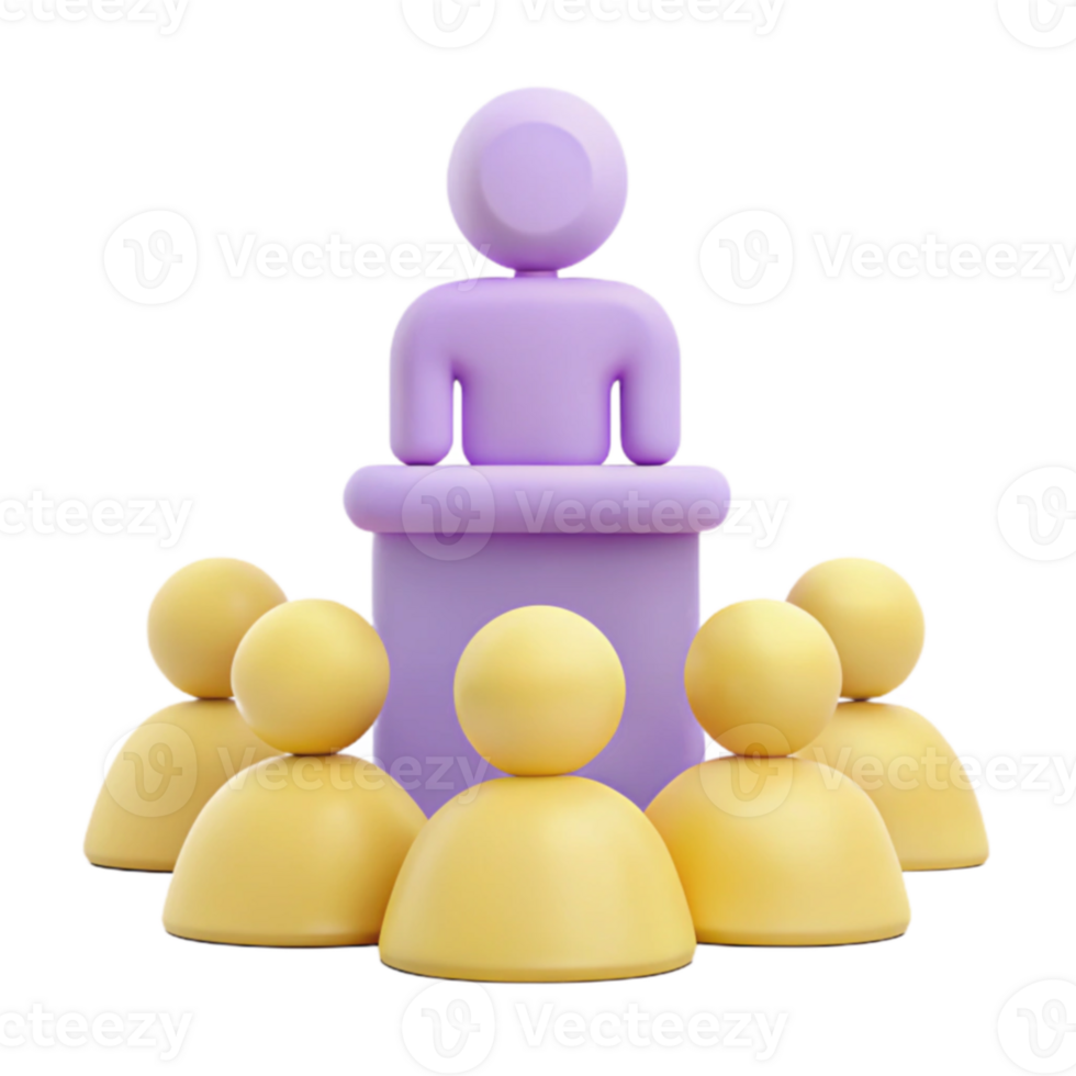 Speaker Presenting to Audience, 3D Render png