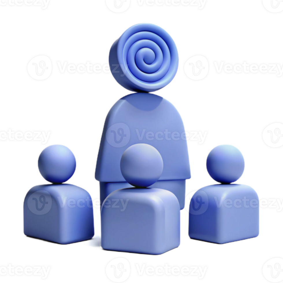 3D Render of a Teacher and Two Students png