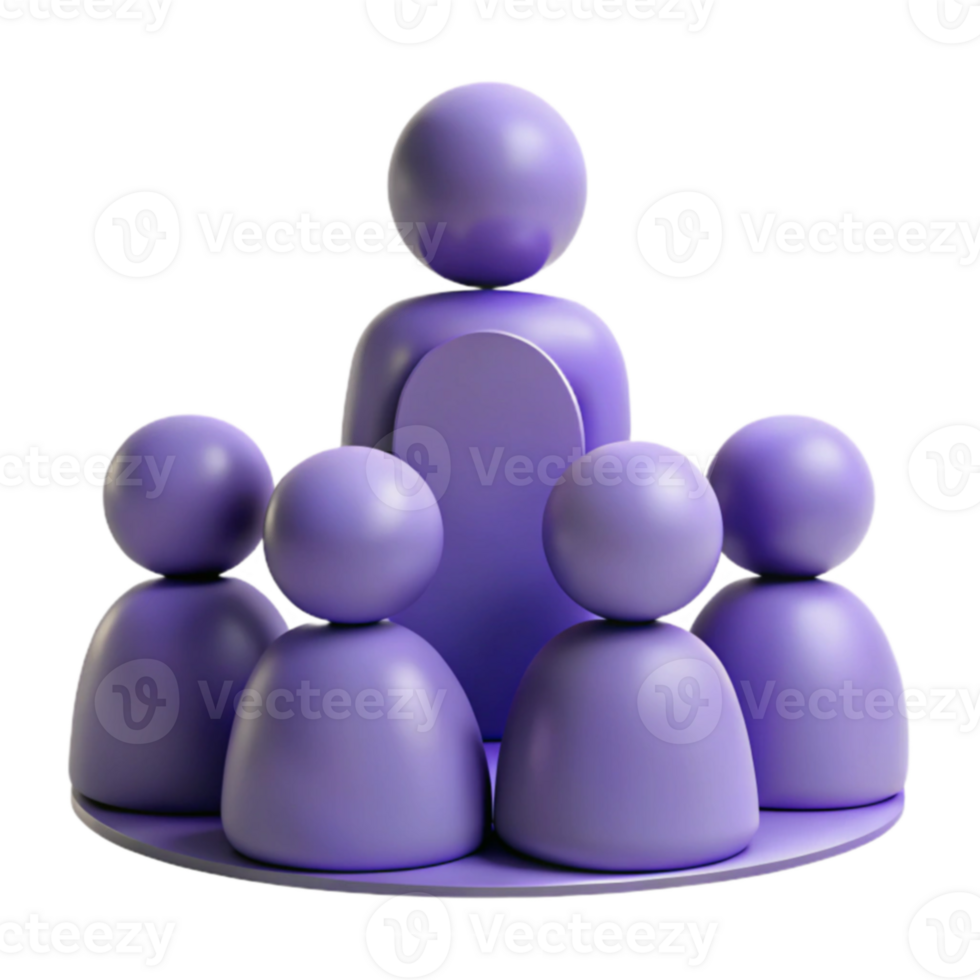 Purple 3D Render of People in a Circle png