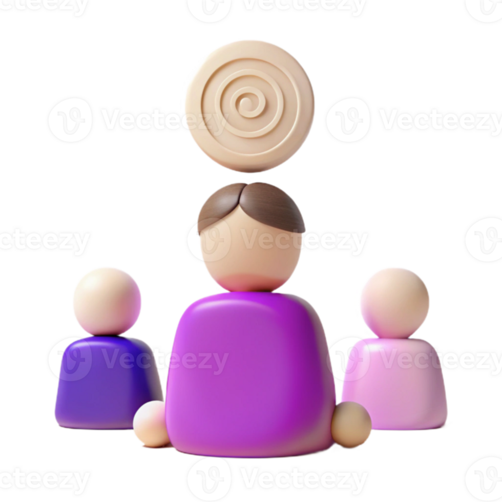 3D Rendered Illustration of a Group of People with a Target Above Them png