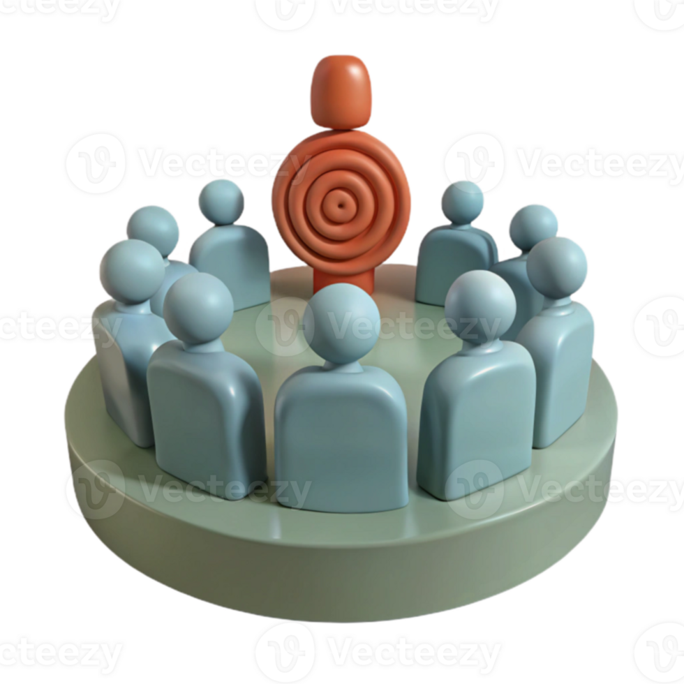 Group of People Surrounding a Target Symbol png