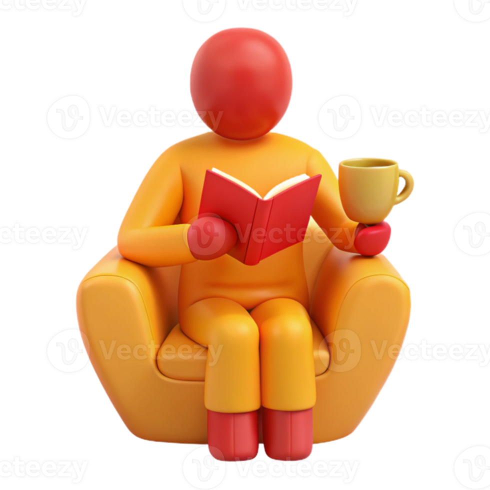 Relaxing with a Book and a Cup of Coffee png