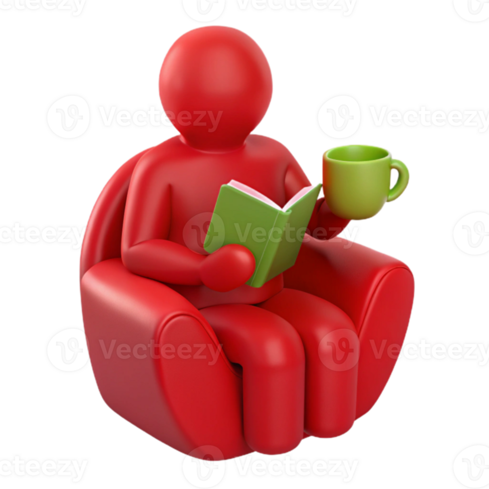 Relaxing with a Book and a Drink in a Comfortable Chair png