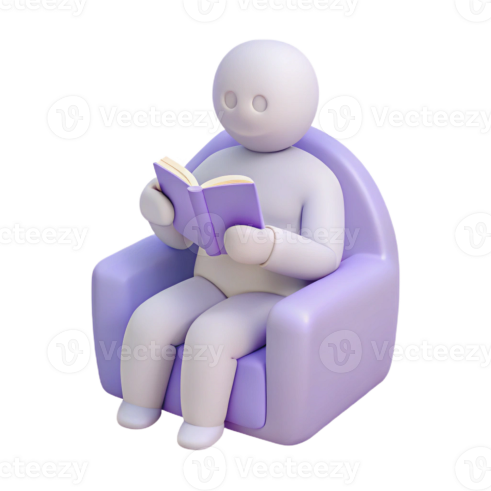 Relaxing with a Book in an Armchair png